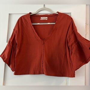 Urban Outfitters Red Boxy Crop Blouse